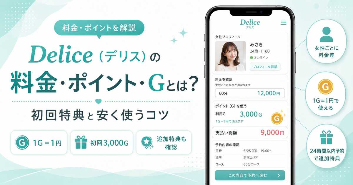Deliceの料金・ポイント・Gの仕組みと初回特典を解説するアイキャッチ画像